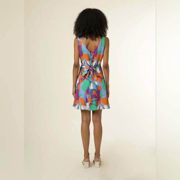 FRNCH Elora Colorful Dress Size Small Lined Button Up Mini Resort Coverup Boho - Picture 2 of 12